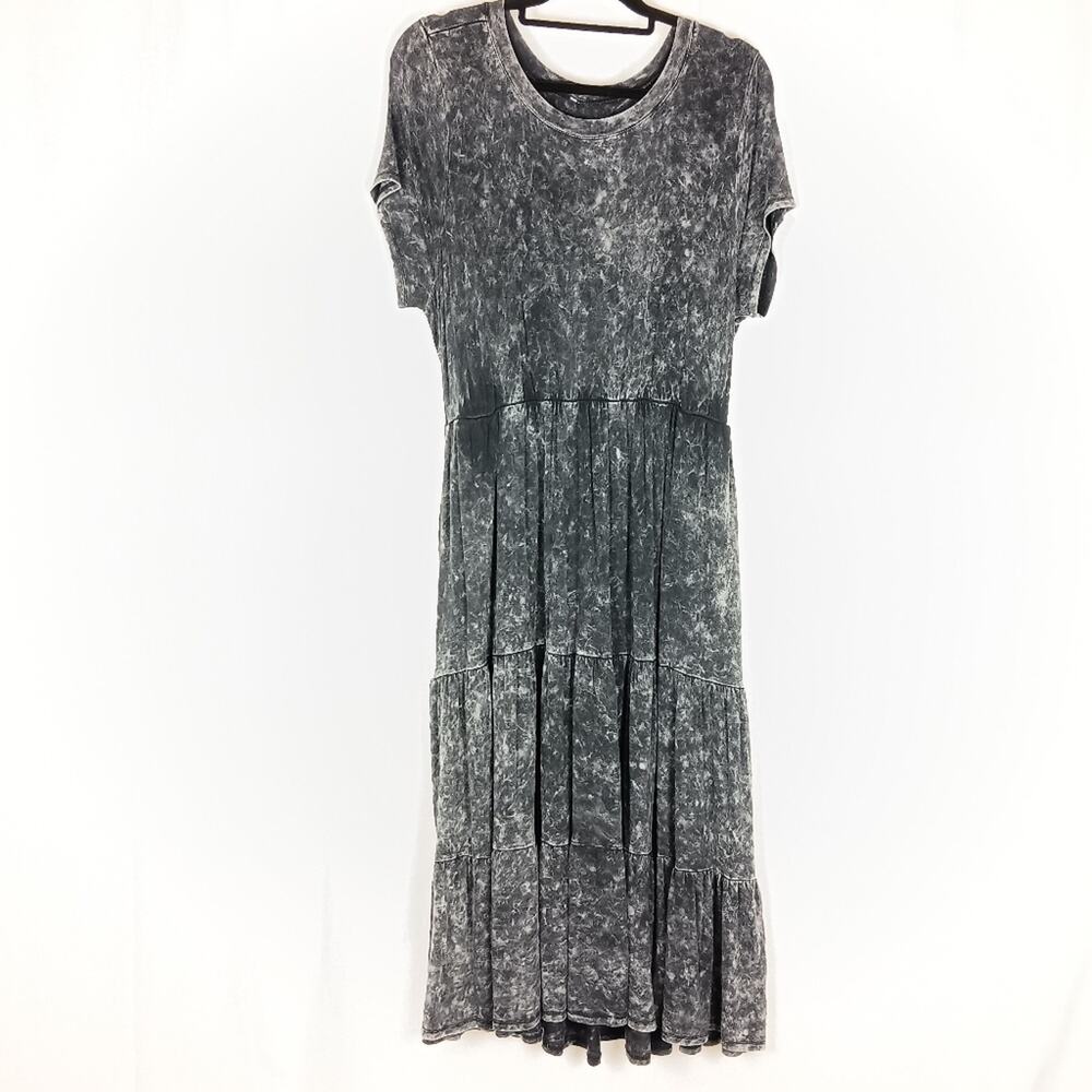 Elegant Black Tie-Dye Dress